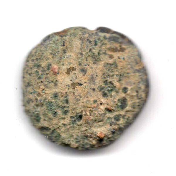 Alternative view of Chola Copper Massa/Kasu Standing & Seated King Type Riverbed uncleaned – 10th–11th Century CE – M14