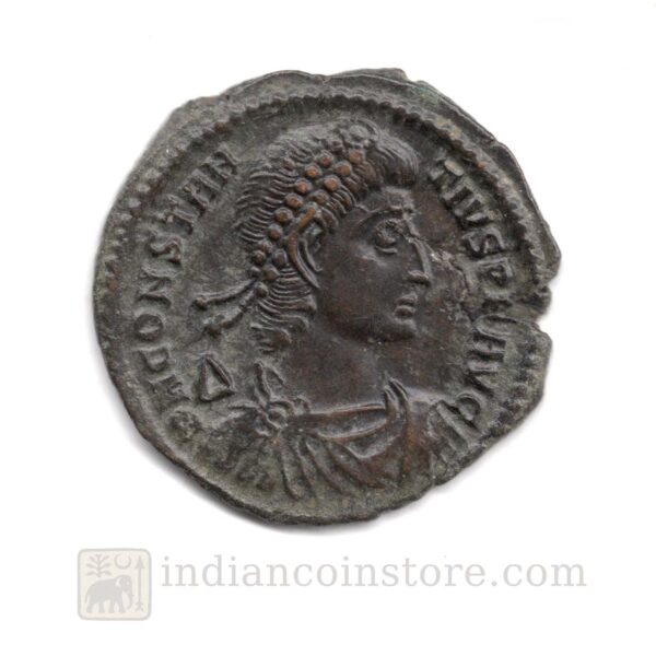 Constantius II Ancient Roman Coin – Vetranio Issue, Christian Chi-Rho, Siscia AD 350 M77