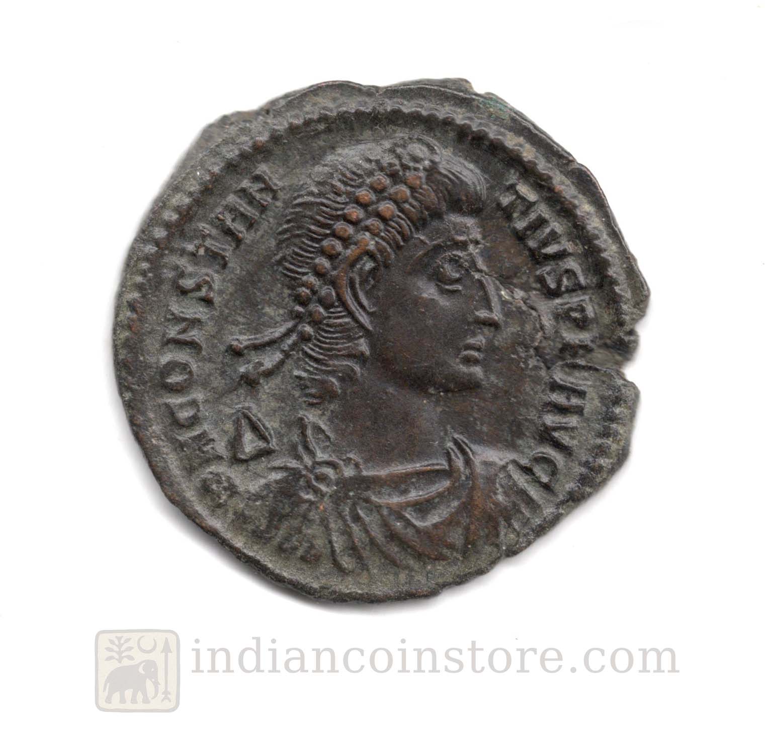Constantius II Ancient Roman Coin – Vetranio Issue, Christian Chi-Rho, Siscia AD 350 M77