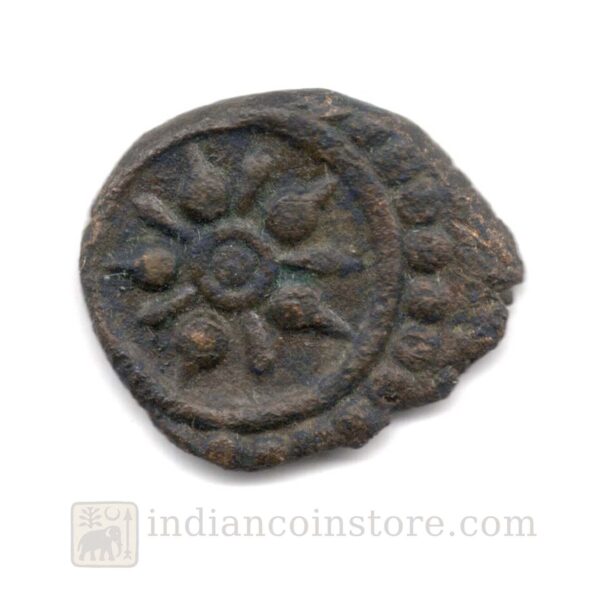 Venad Thira Kasu copper coin with circular pellet symbol
