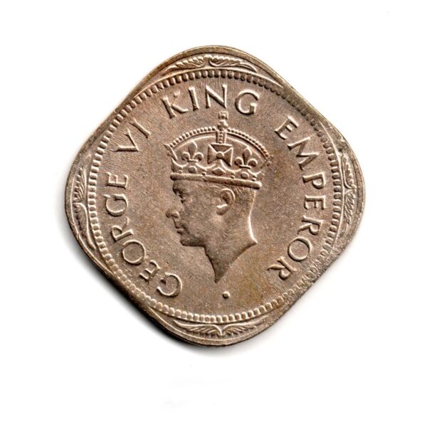 Alternative view of India King George VI Emperor 2 Annas 1946 Used Coin