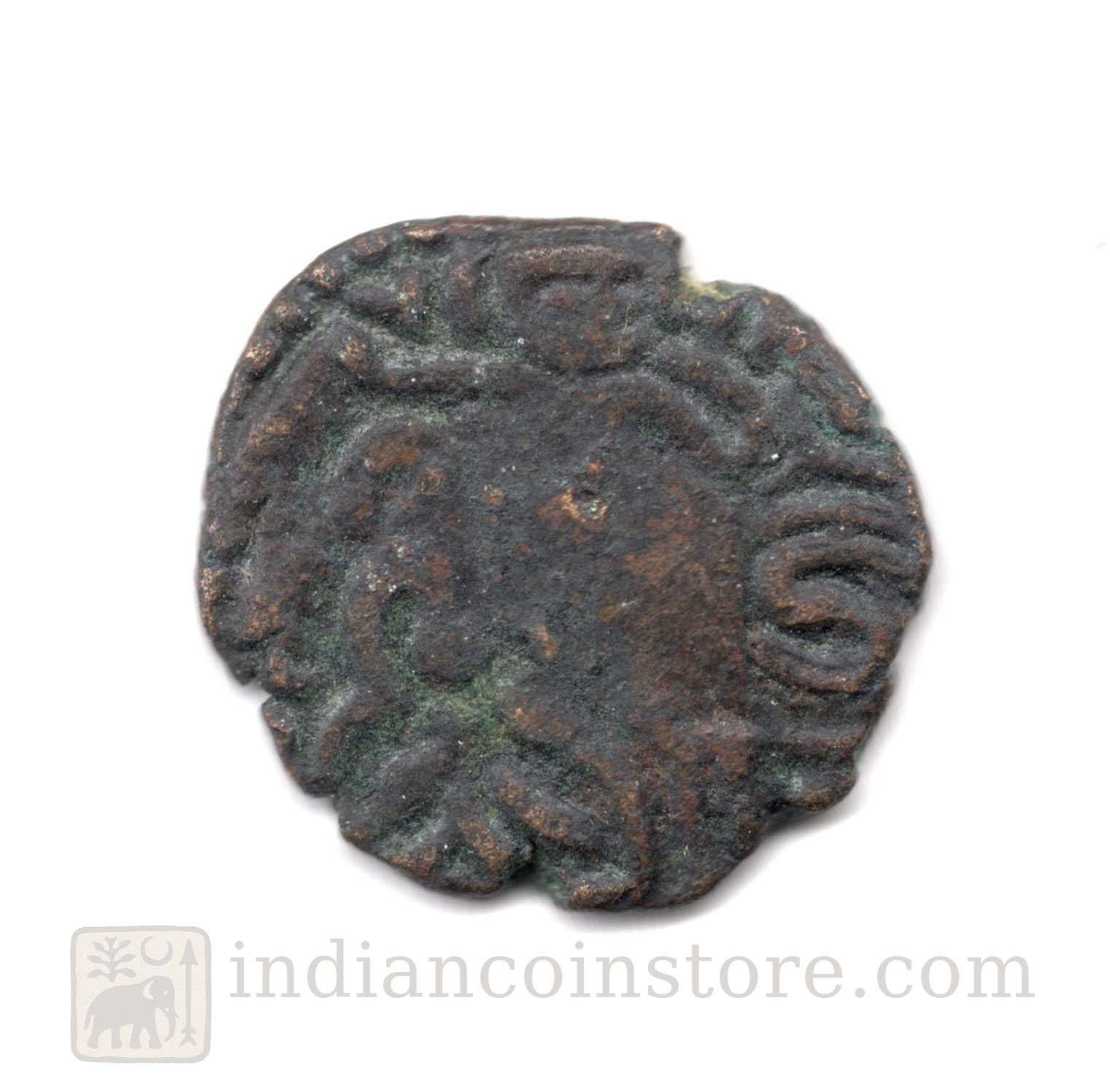 Rajaraja Chola I Copper Coin – Paadam Footprint & Fish Type, 985–1014 AD M85 - Image 2
