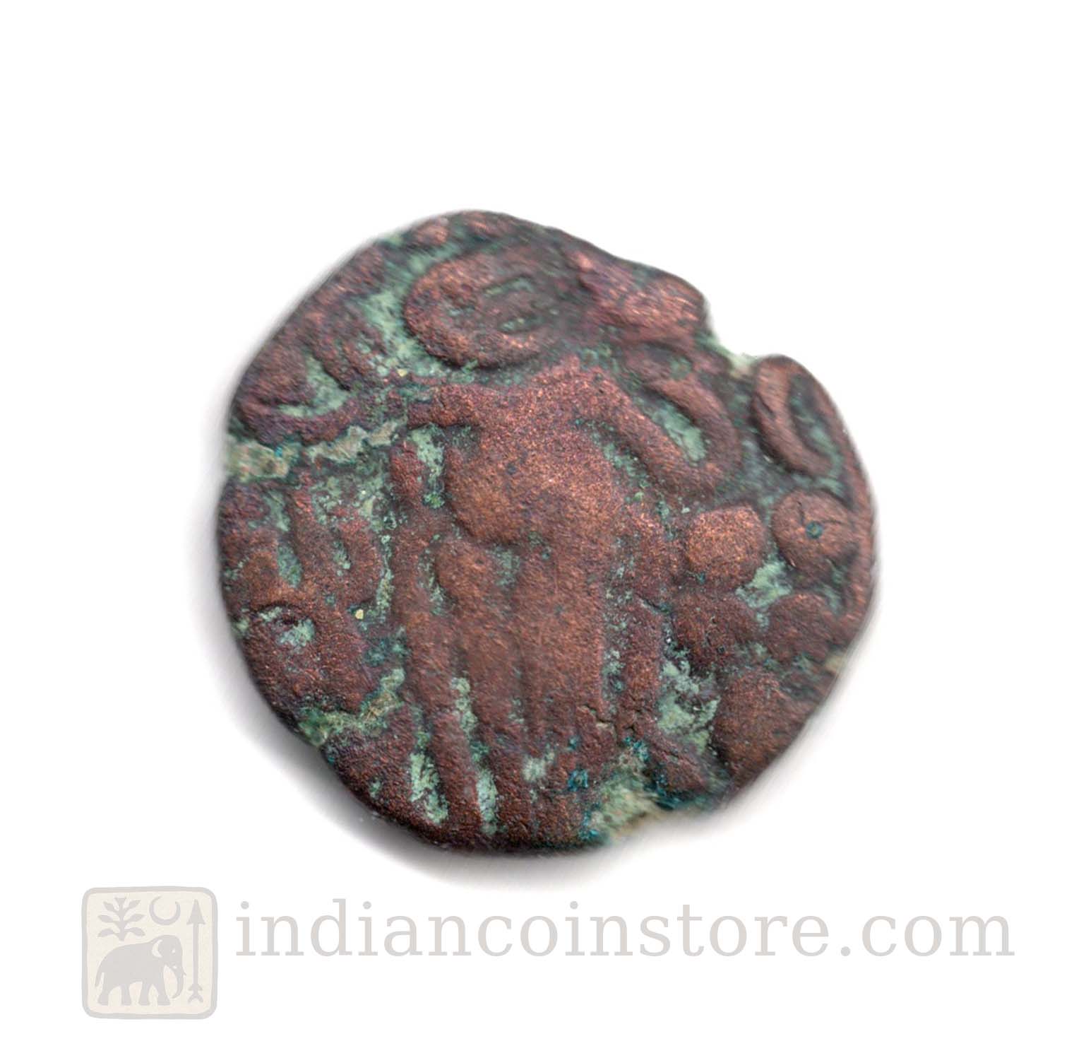 Rajaraja Chola I Copper Kasu – Standing & Seated King Type, AD 985–1014 M109