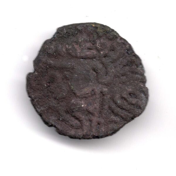 Medieval Chola Copper Coin – Standing King Type, South India M22