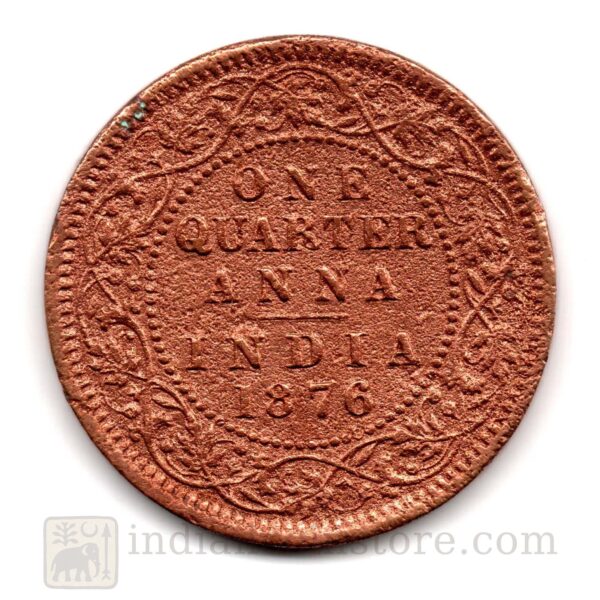 British India One Quarter Anna Victoria Queen 1876 Used Coin