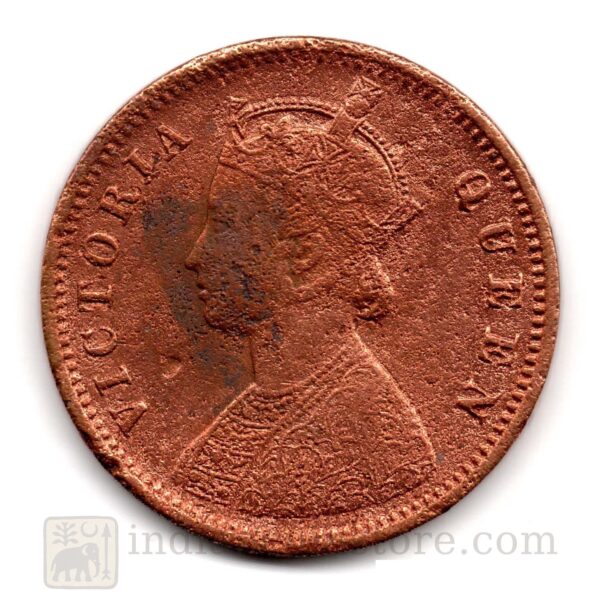 British India One Quarter Anna Victoria Queen 1876 Used Coin