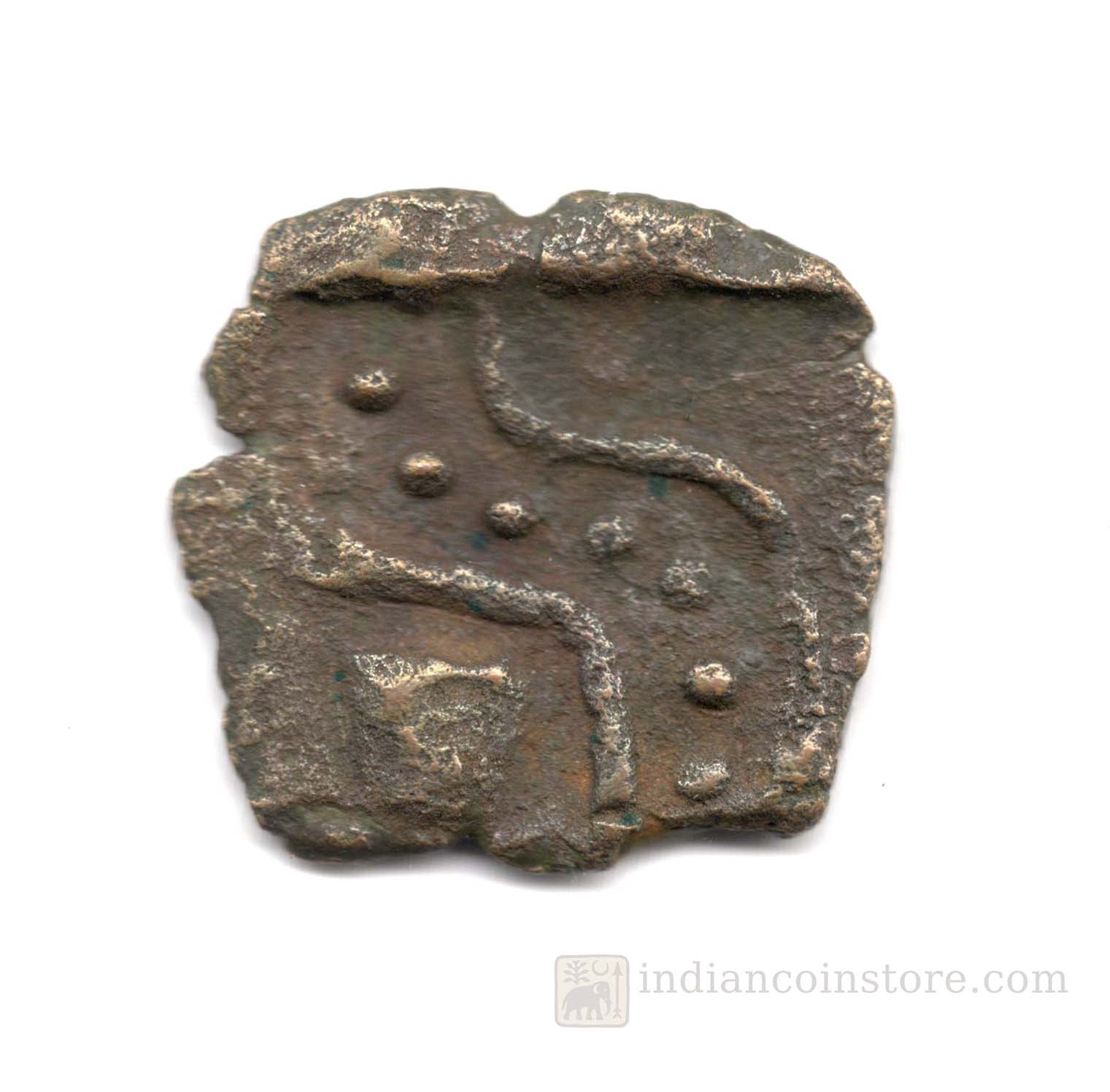 Sangam Age Malayaman Copper Coin – Horse & River Map Type, c. AD 50–100 M64 - Image 2