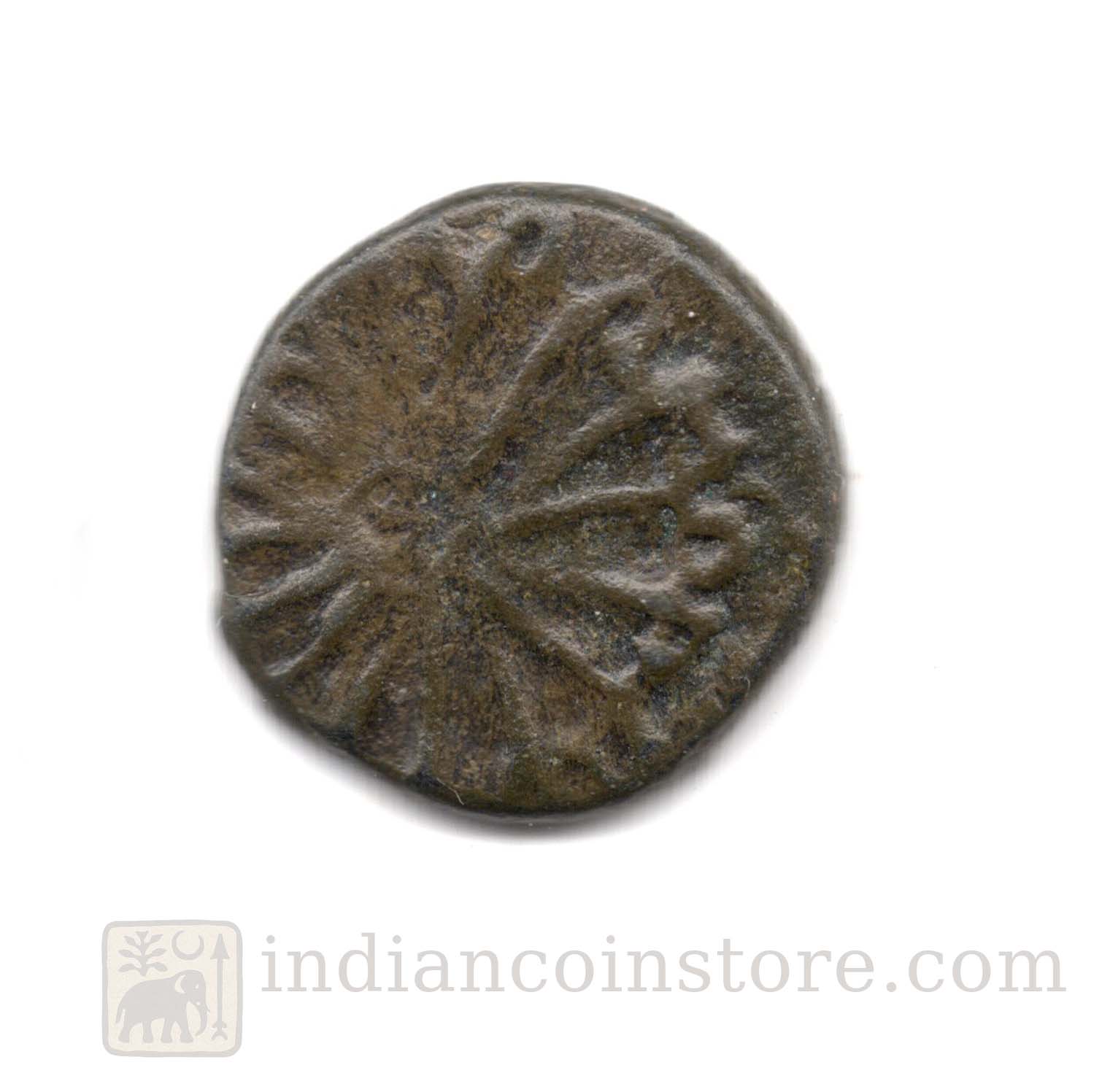 Ancient Pallava bull and lotus coin reverse